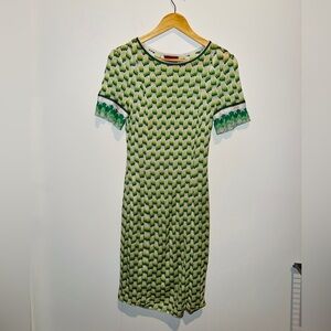 Missoni Green and White Patterned Midi Dress